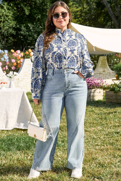 Alora Pattern Print Notch PLUS Shirt - Hello Beautiful Boutique20% OFFThreaded Pear