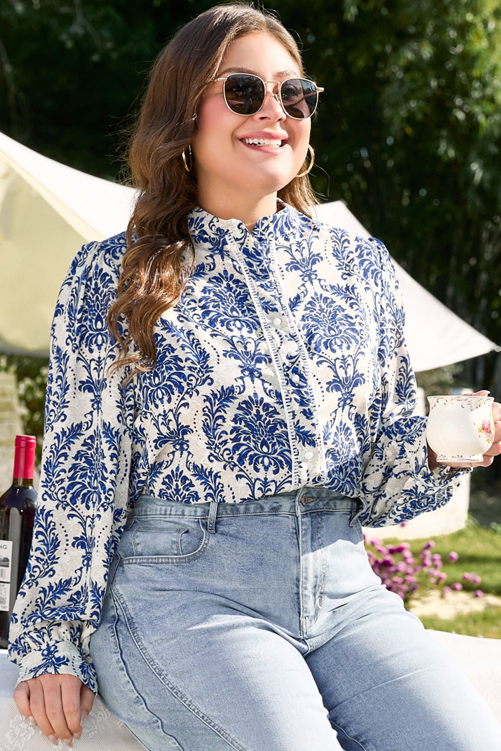 Alora Pattern Print Notch PLUS Shirt - Hello Beautiful Boutique20% OFFThreaded Pear