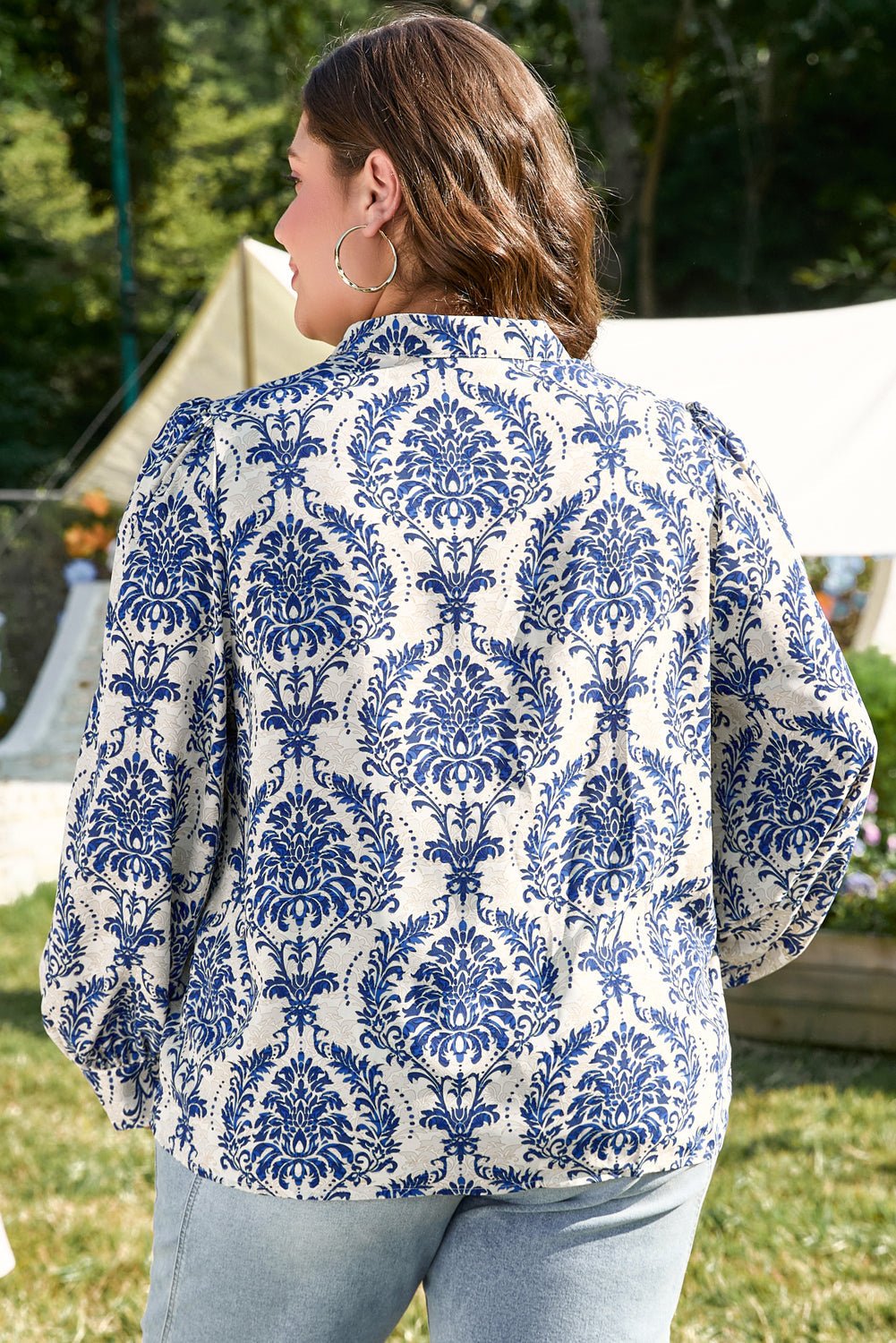 Alora Pattern Print Notch PLUS Shirt - Hello Beautiful Boutique20% OFFThreaded Pear