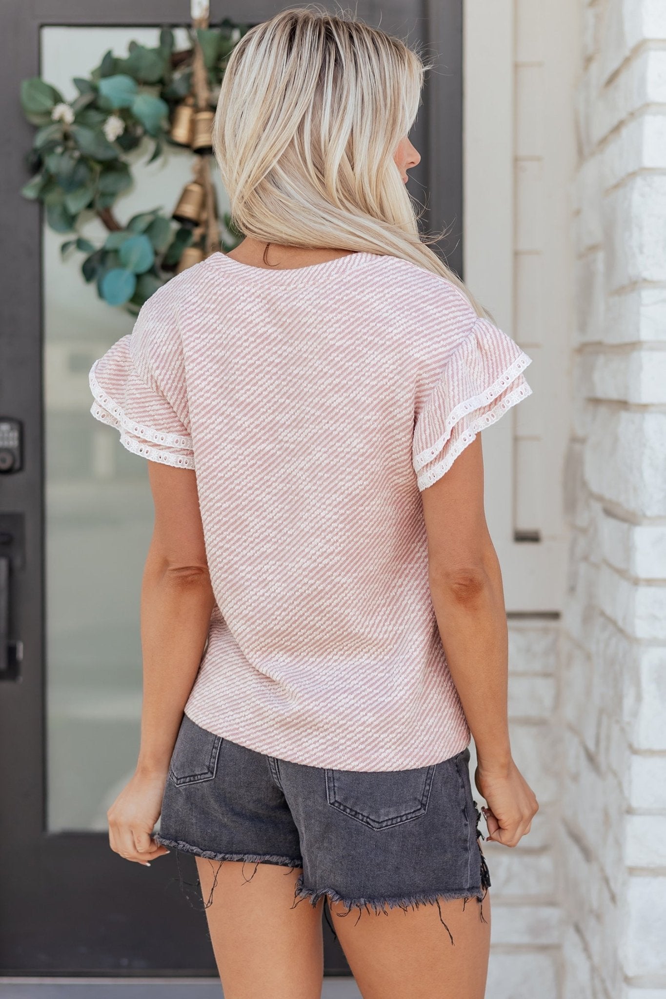 Amanda Ruffled Short Sleeve Blouse - Hello Beautiful BoutiqueBlouses & ShirtsThreaded Pear