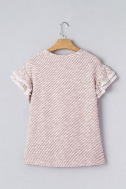 Amanda Ruffled Short Sleeve Blouse - Hello Beautiful BoutiqueBlouses & ShirtsThreaded Pear
