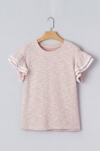 Amanda Ruffled Short Sleeve Blouse - Hello Beautiful BoutiqueBlouses & ShirtsThreaded Pear