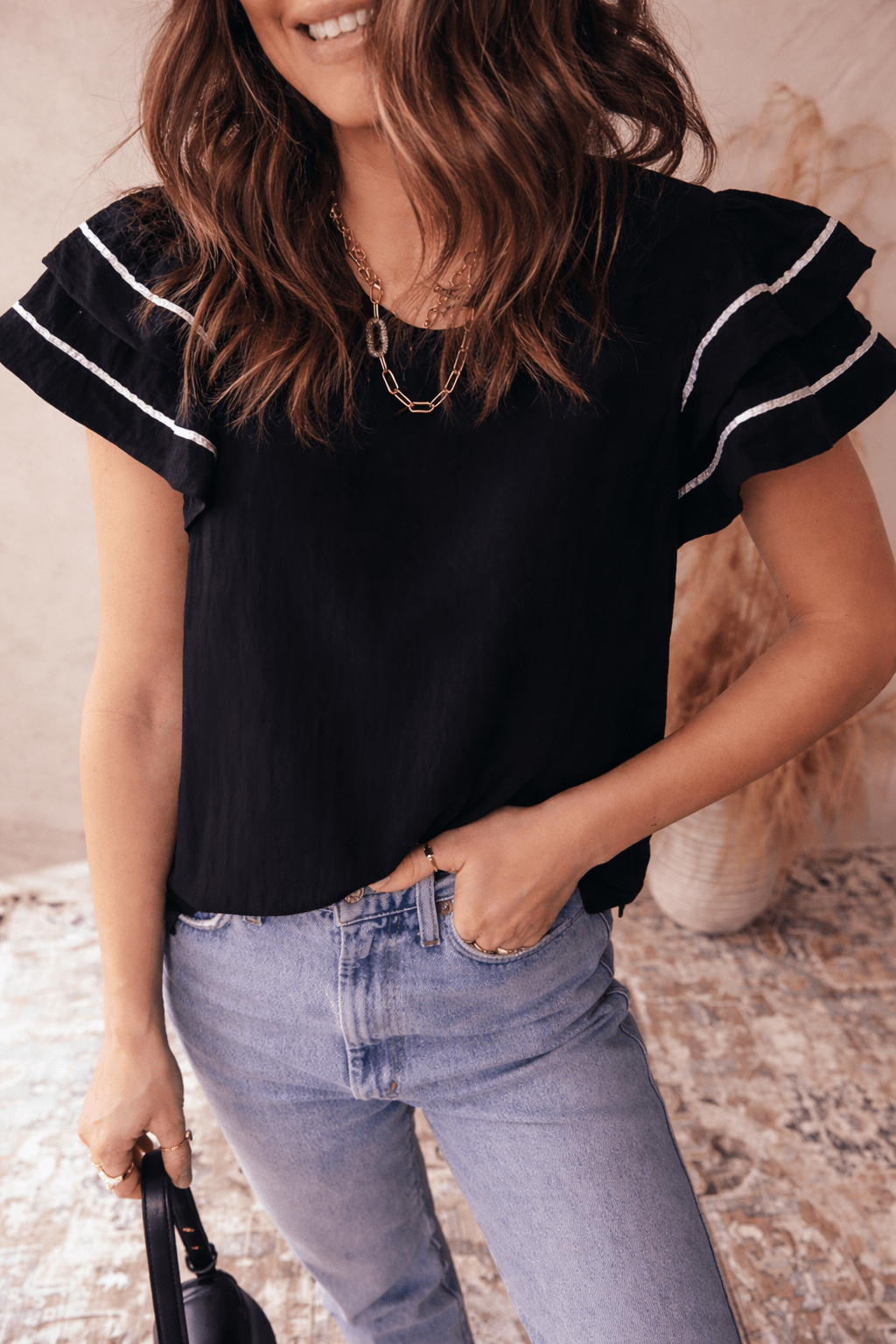 Amani Short Sleeve Textured Blouse - Hello Beautiful BoutiqueBlouses & ShirtsThreaded Pear