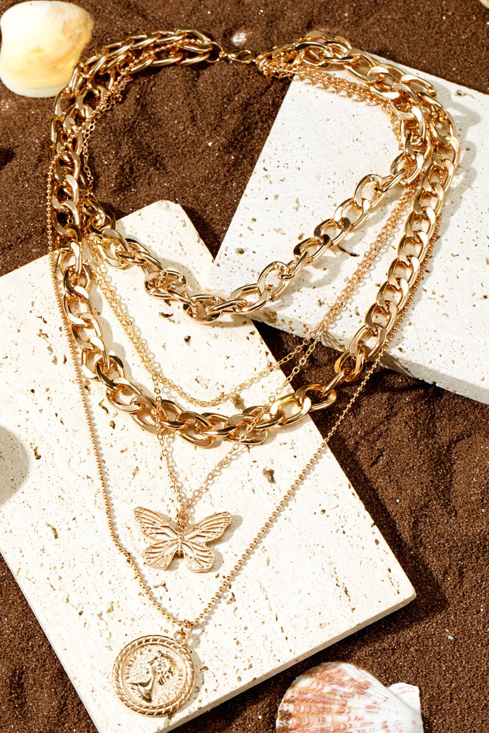 Amara Multilayer Butterfly Charm Necklace - Hello Beautiful BoutiqueJewelryThreaded Pear