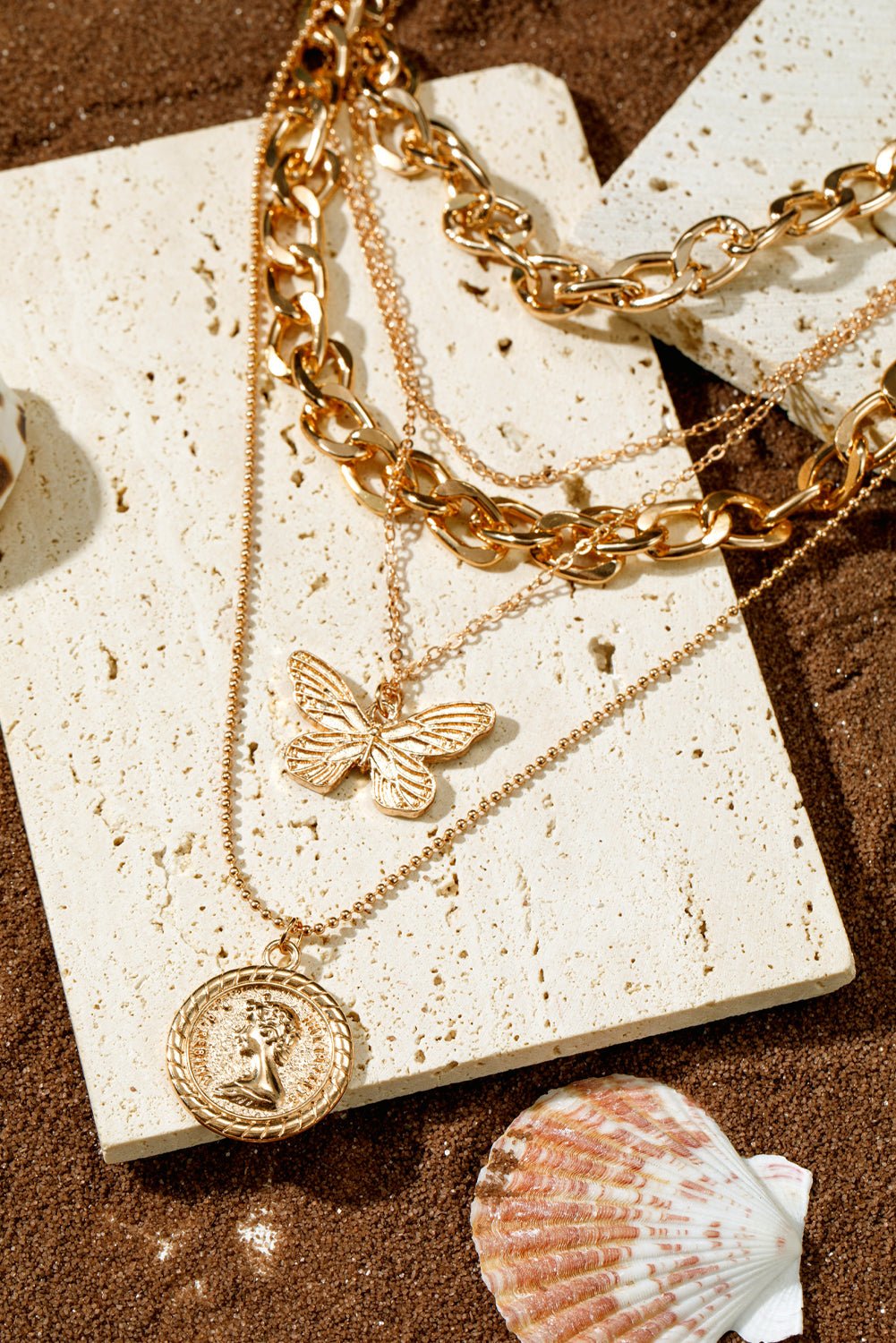 Amara Multilayer Butterfly Charm Necklace - Hello Beautiful BoutiqueJewelryThreaded Pear