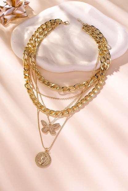 Amara Multilayer Butterfly Charm Necklace - Hello Beautiful BoutiqueJewelryThreaded Pear