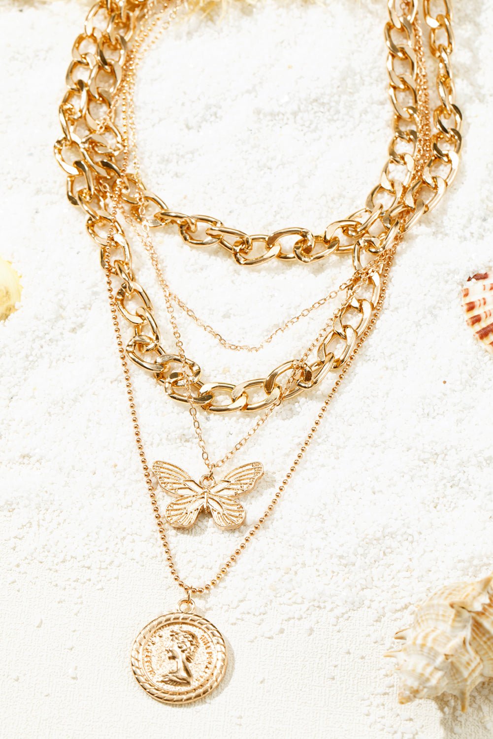 Amara Multilayer Butterfly Charm Necklace - Hello Beautiful BoutiqueJewelryThreaded Pear