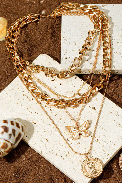 Amara Multilayer Butterfly Charm Necklace - Hello Beautiful BoutiqueJewelryThreaded Pear