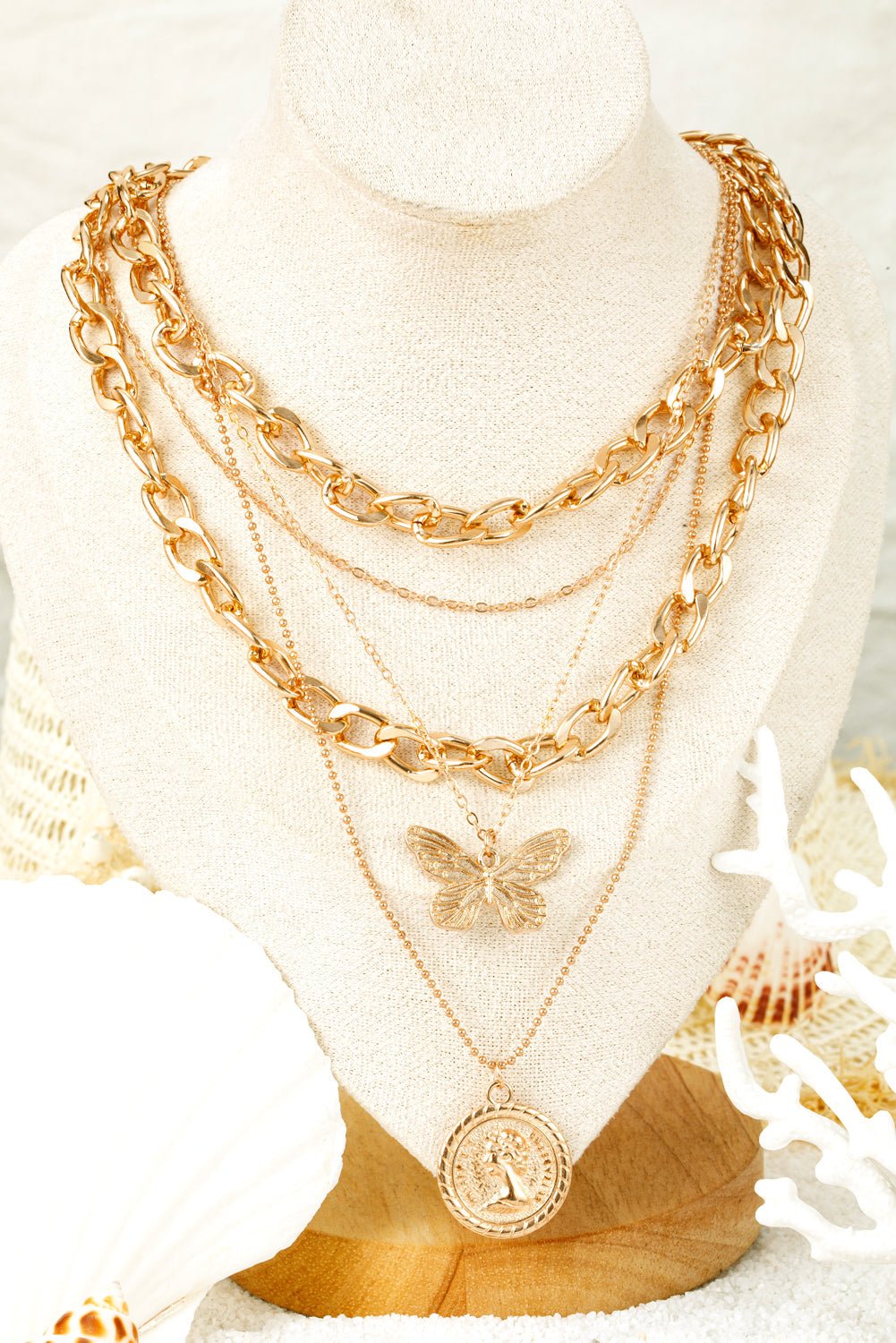Amara Multilayer Butterfly Charm Necklace - Hello Beautiful BoutiqueJewelryThreaded Pear