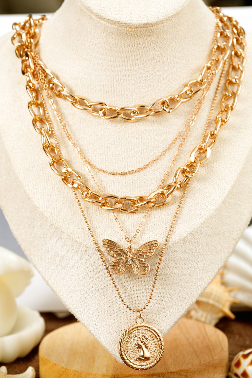Amara Multilayer Butterfly Charm Necklace - Hello Beautiful BoutiqueJewelryThreaded Pear