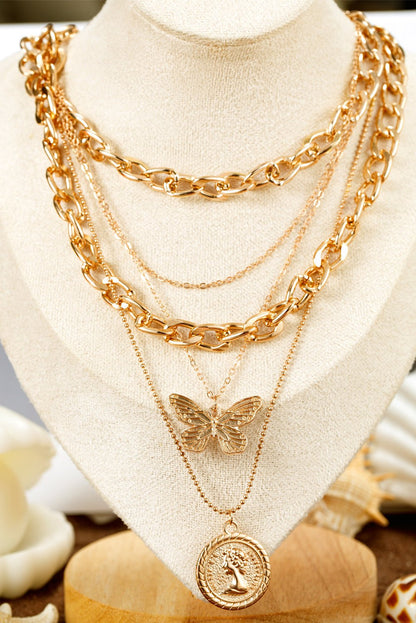 Amara Multilayer Butterfly Charm Necklace - Hello Beautiful BoutiqueJewelryThreaded Pear