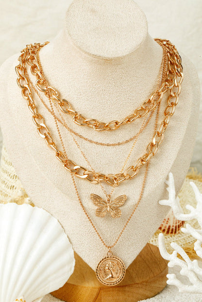 Amara Multilayer Butterfly Charm Necklace - Hello Beautiful BoutiqueJewelryThreaded Pear