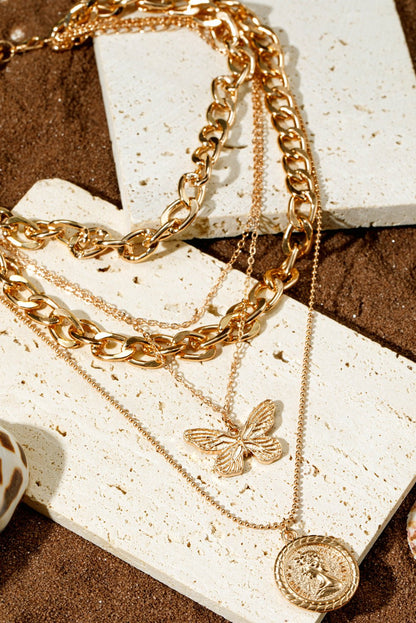 Amara Multilayer Butterfly Charm Necklace - Hello Beautiful BoutiqueJewelryThreaded Pear
