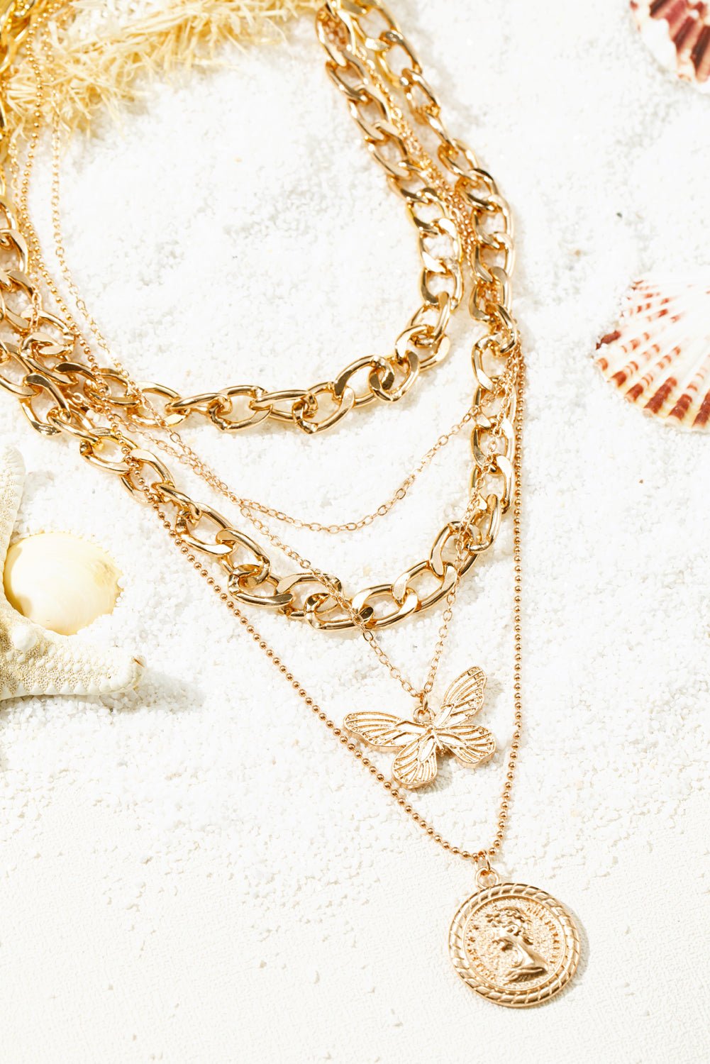 Amara Multilayer Butterfly Charm Necklace - Hello Beautiful BoutiqueJewelryThreaded Pear