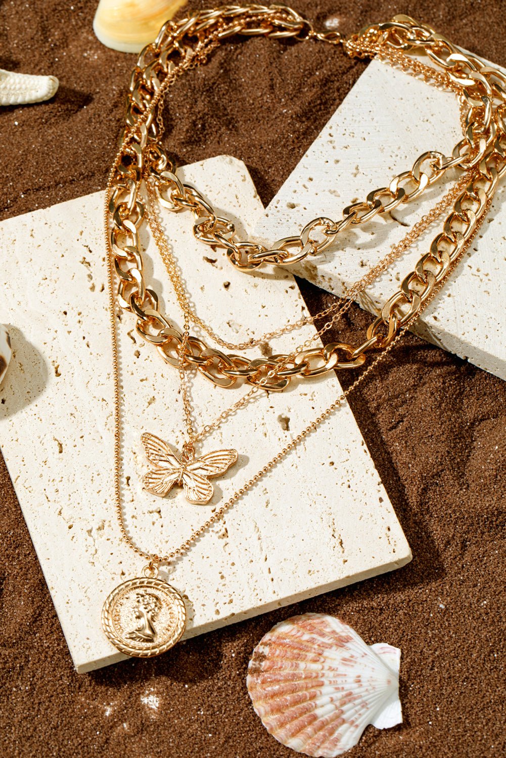 Amara Multilayer Butterfly Charm Necklace - Hello Beautiful BoutiqueJewelryThreaded Pear