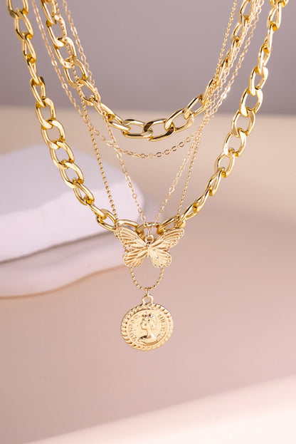 Amara Multilayer Butterfly Charm Necklace - Hello Beautiful BoutiqueJewelryThreaded Pear