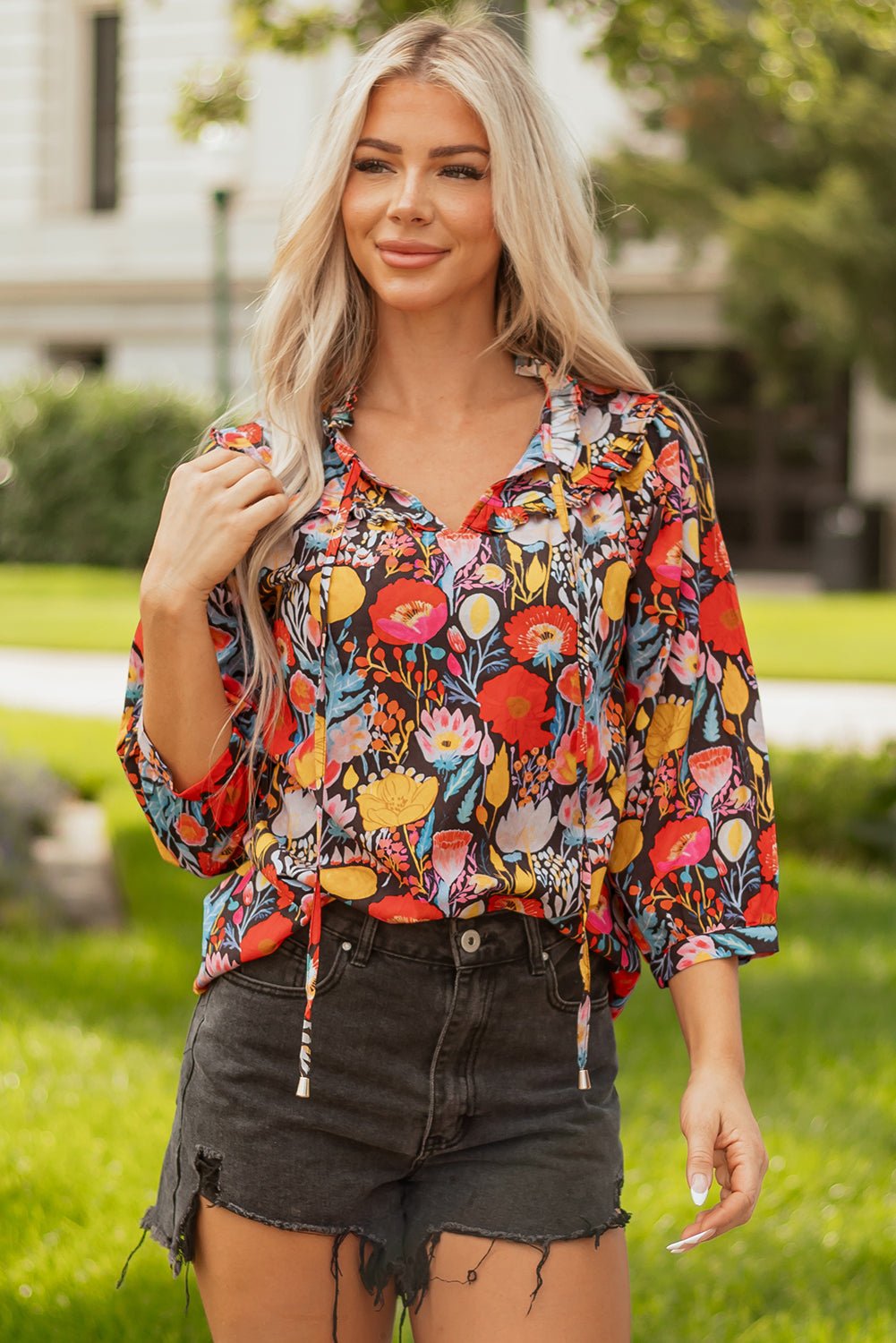 Amara Puff Sleeve Tied Blouse - Hello Beautiful BoutiqueBlouses & ShirtsThreaded Pear