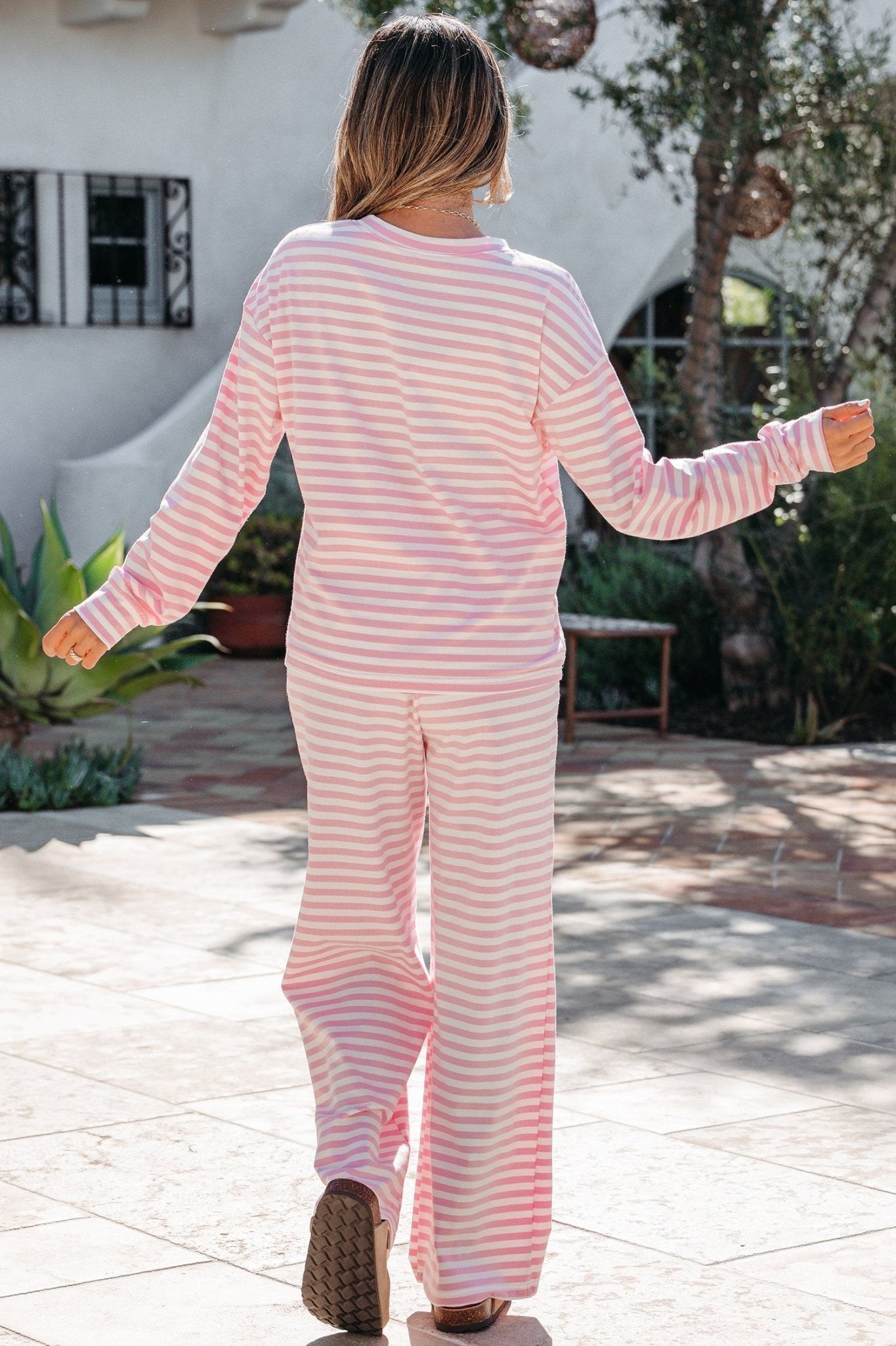 Amber Stripe Drop Shoulder Set - Hello Beautiful BoutiquePant SetsThreaded Pear