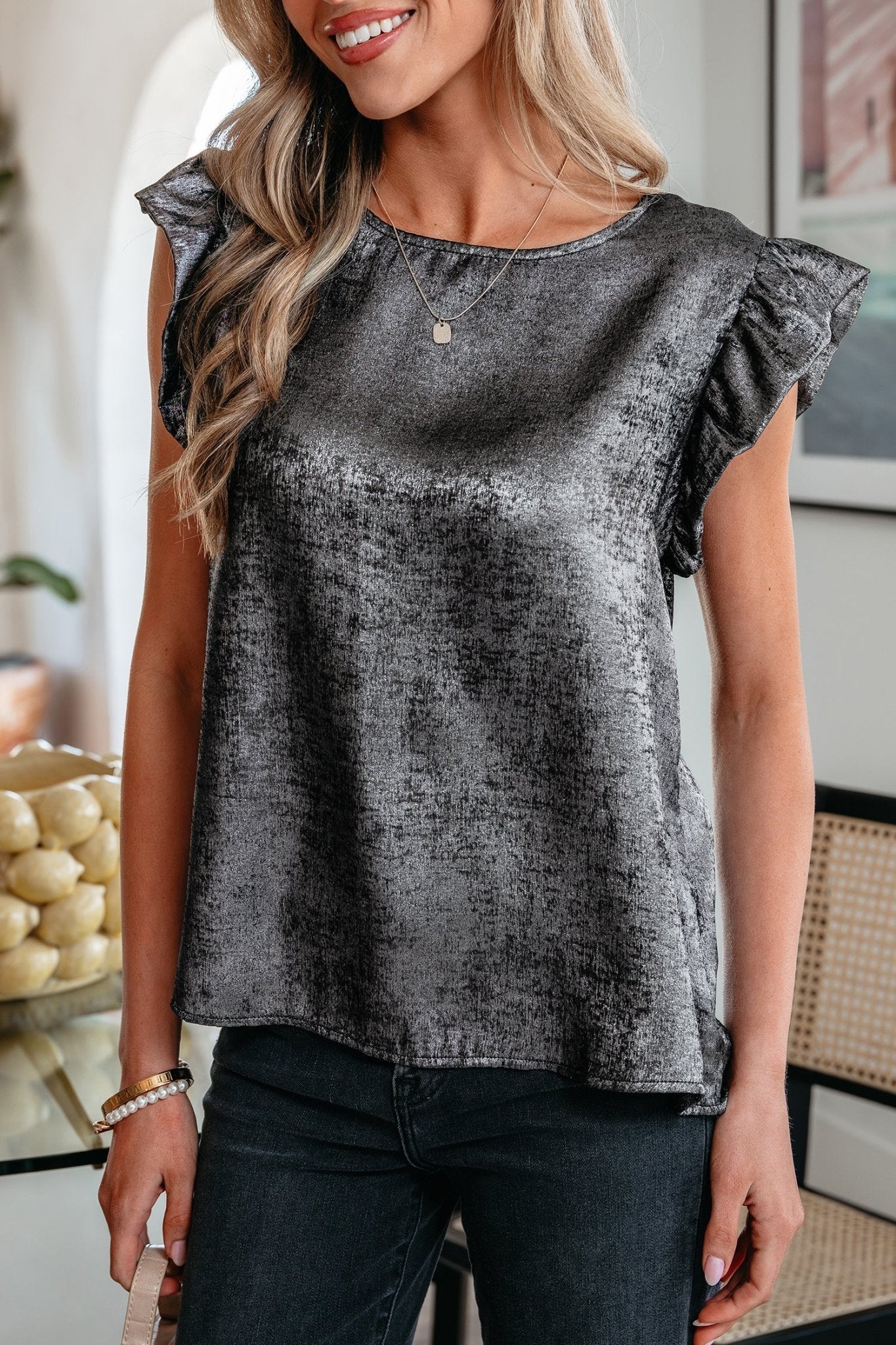 Amelia Ruffle Trim Sleeveless Top - Hello Beautiful BoutiqueTank TopsThreaded Pear