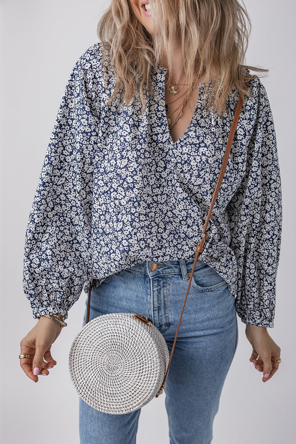 Amelie Notched Puff Sleeve Blouse - Hello Beautiful BoutiqueBlouses & ShirtsThreaded Pear