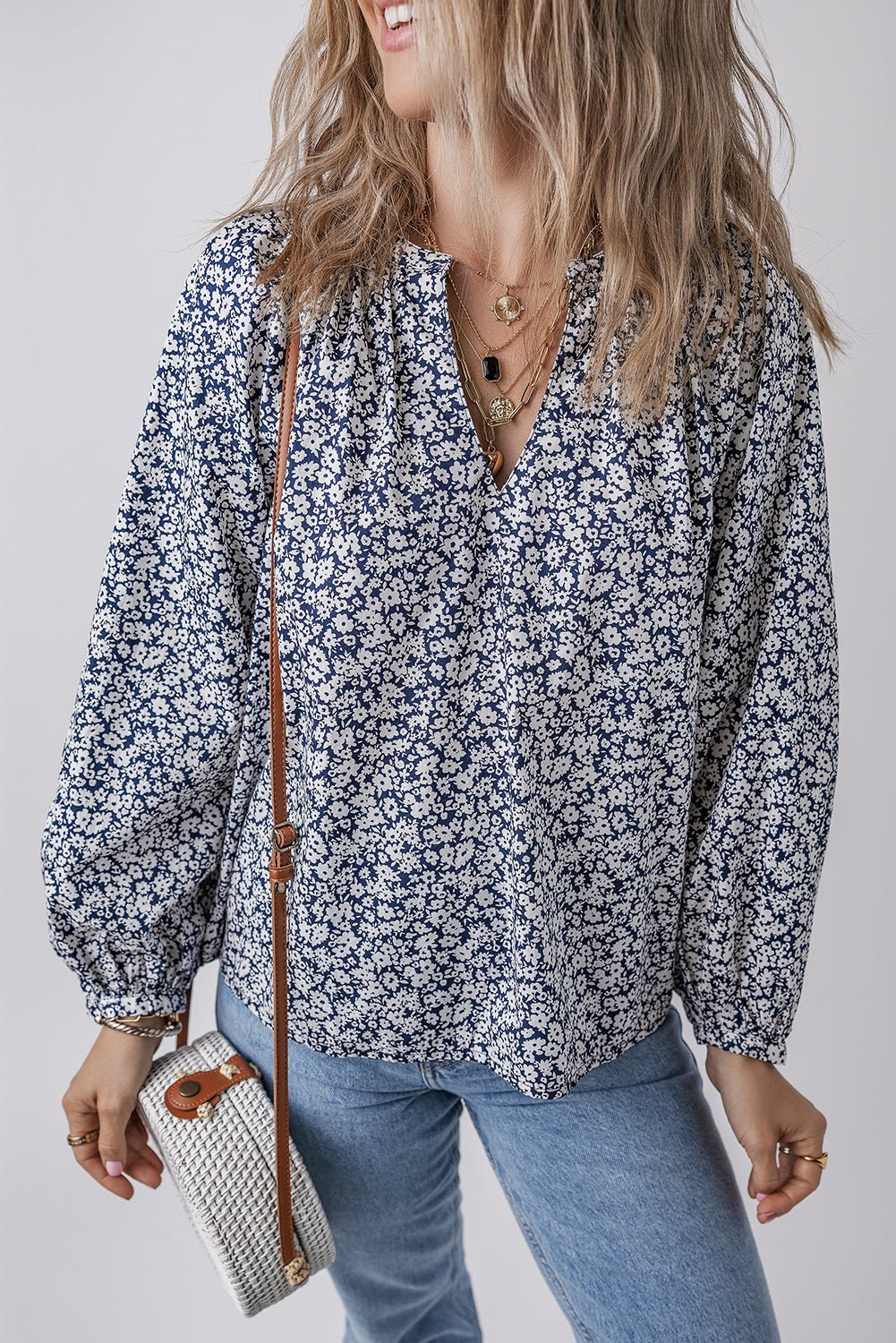 Amelie Notched Puff Sleeve Blouse - Hello Beautiful BoutiqueBlouses & ShirtsThreaded Pear