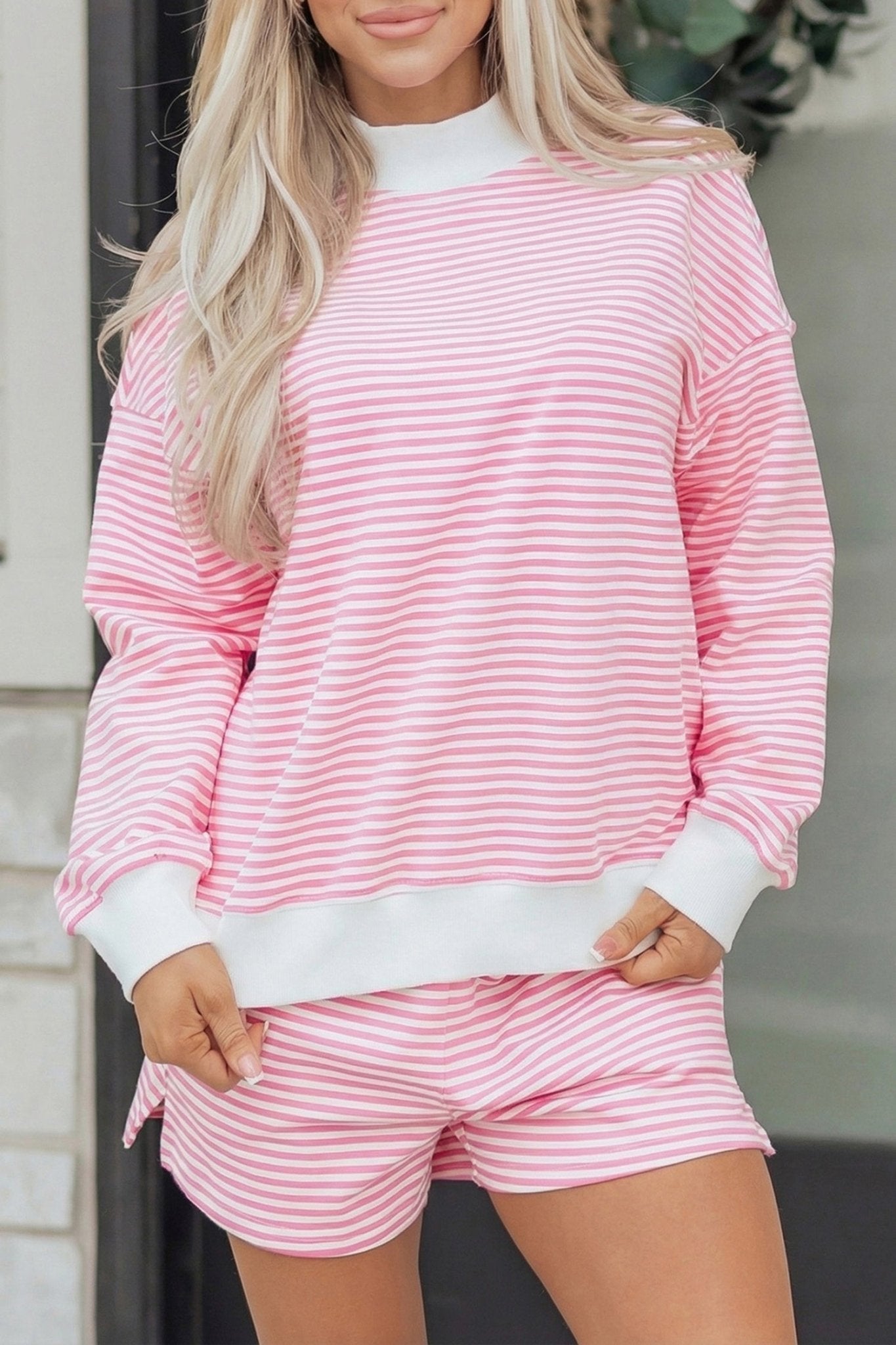 Amira Mock Sweatshirt and Shorts Set - Hello Beautiful BoutiqueShort SetsThreaded Pear
