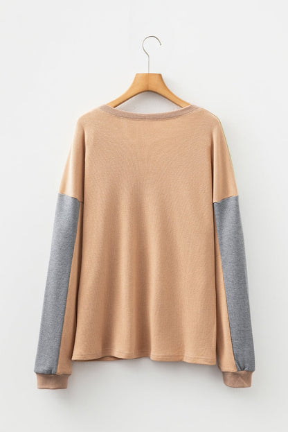 Amirah Drop Shoulder Henley Top - Hello Beautiful BoutiqueLong Sleeve TopsThreaded Pear
