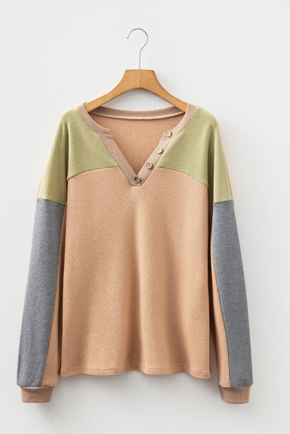 Amirah Drop Shoulder Henley Top - Hello Beautiful BoutiqueLong Sleeve TopsThreaded Pear