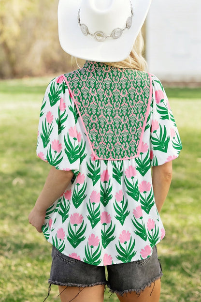Amiri Sleeve Contrast Bordered Blouse - Hello Beautiful BoutiqueBlouses & ShirtsThreaded Pear