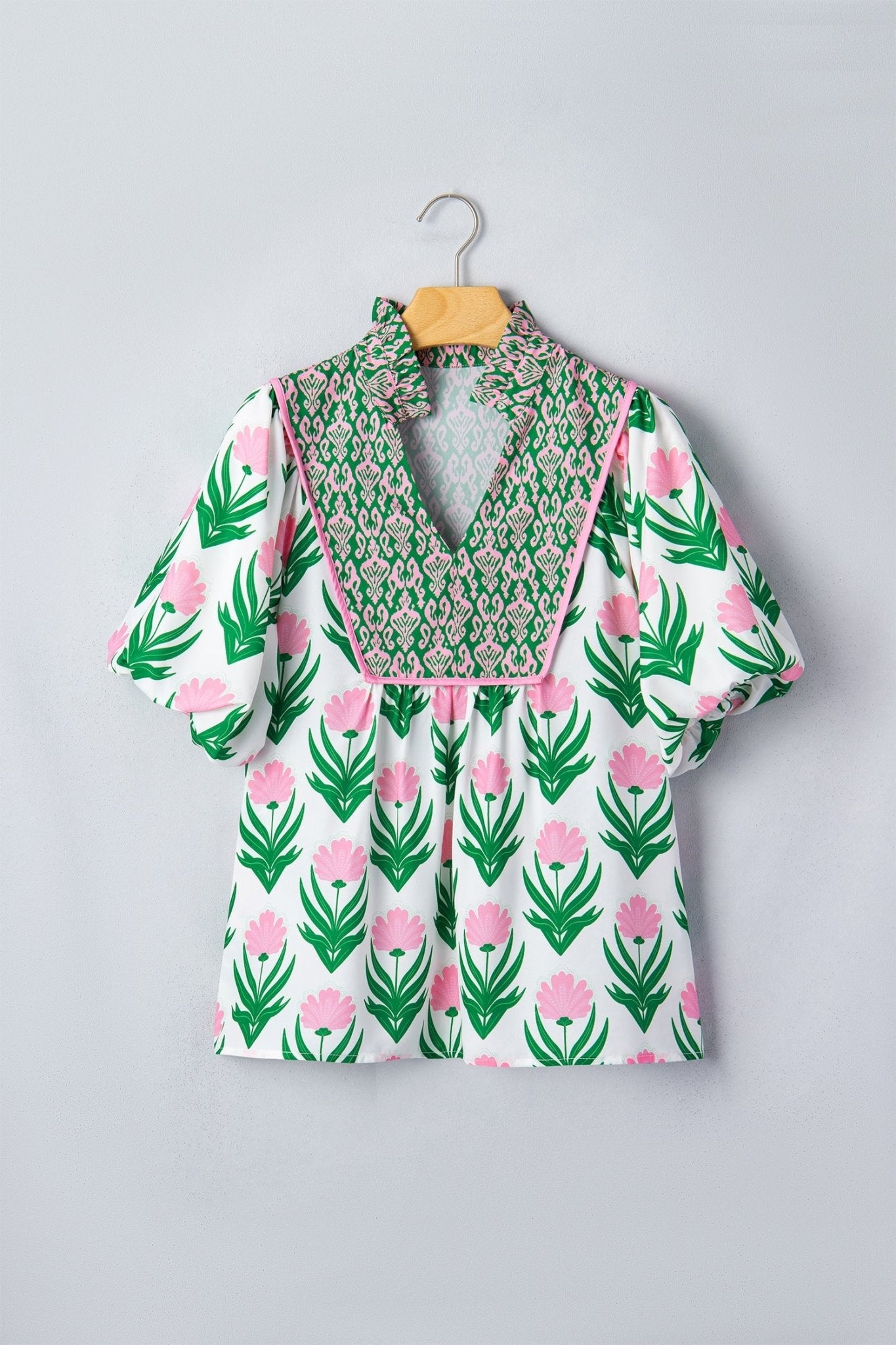 Amiri Sleeve Contrast Bordered Blouse - Hello Beautiful BoutiqueBlouses & ShirtsThreaded Pear