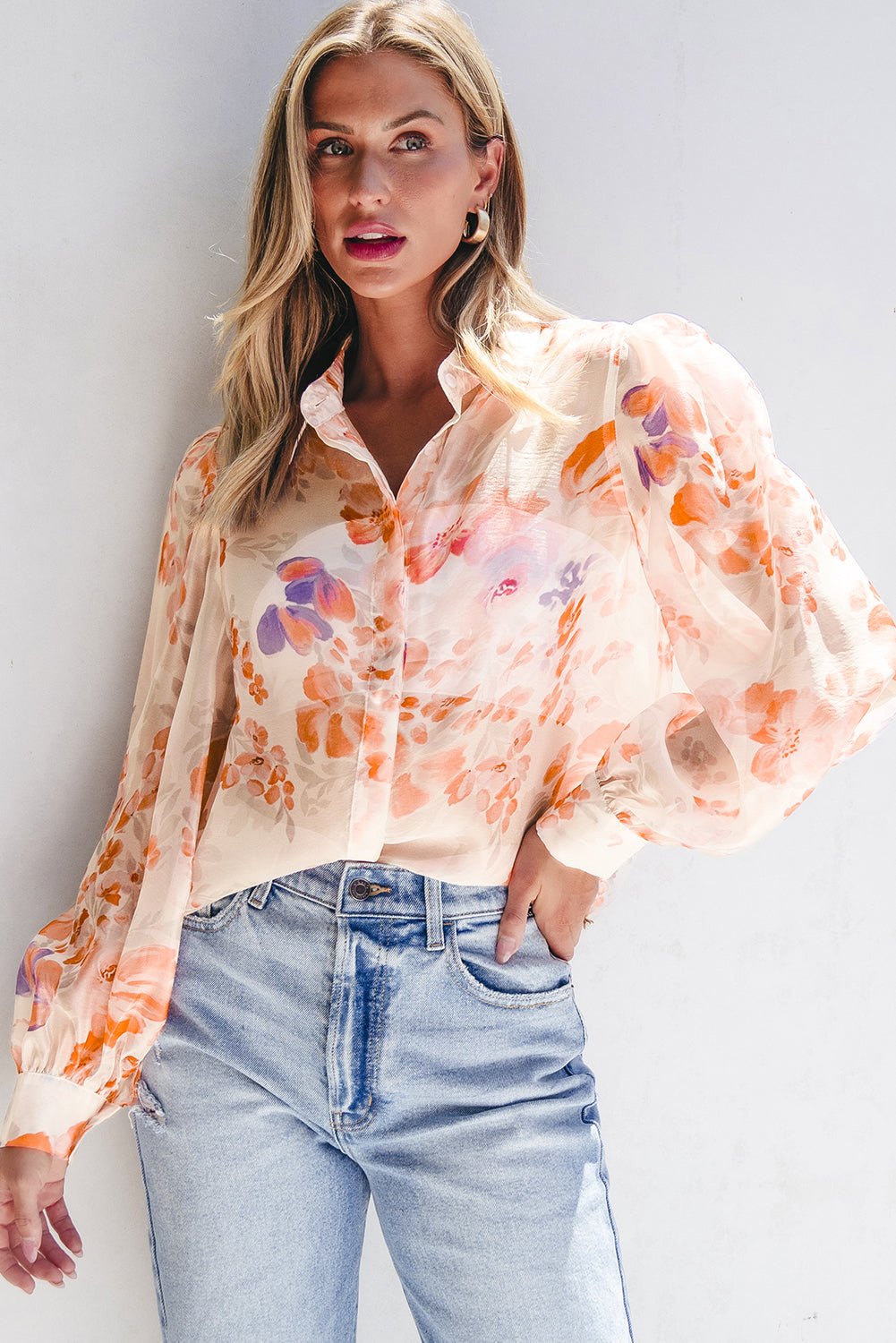 Amiyah Balloon Sleeve Loose Shirt - Hello Beautiful BoutiqueBlouses & ShirtsThreaded Pear