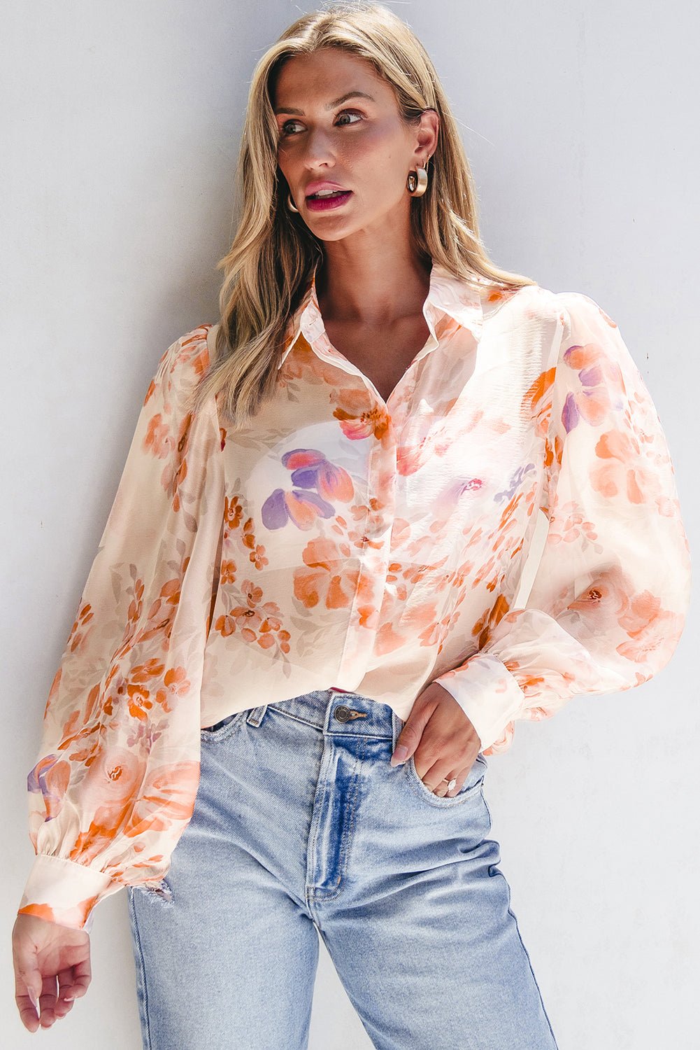 Amiyah Balloon Sleeve Loose Shirt - Hello Beautiful BoutiqueBlouses & ShirtsThreaded Pear