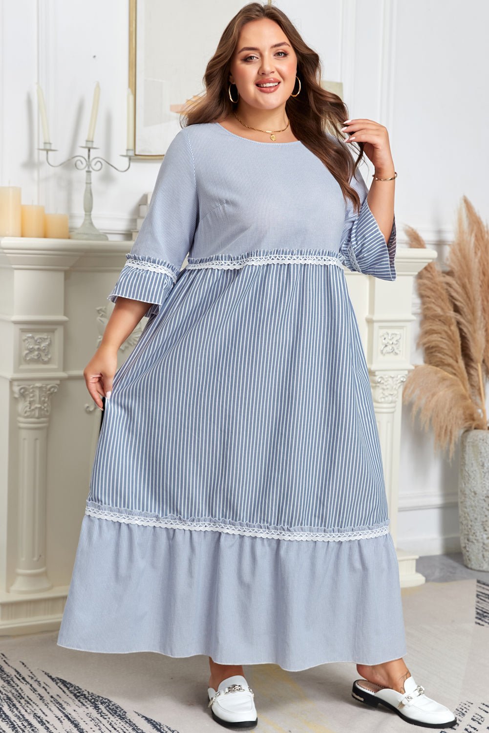 Amy Patchwork Shift Long PLUS Dress - Hello Beautiful BoutiquePlus Size Maxi DressesThreaded Pear