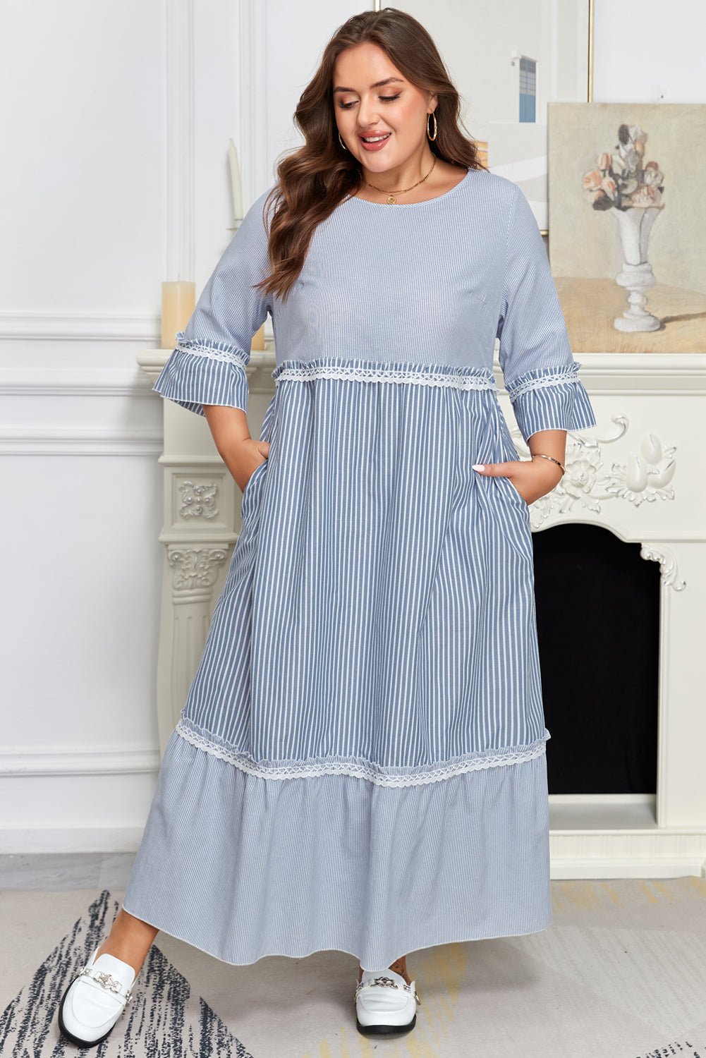 Amy Patchwork Shift Long PLUS Dress - Hello Beautiful BoutiquePlus Size Maxi DressesThreaded Pear