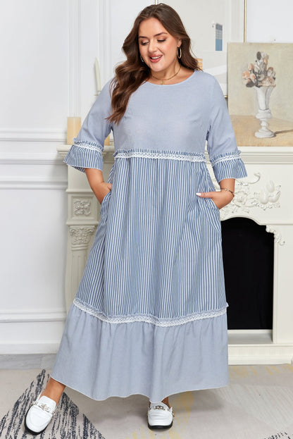 Amy Patchwork Shift Long PLUS Dress - Hello Beautiful BoutiquePlus Size Maxi DressesThreaded Pear
