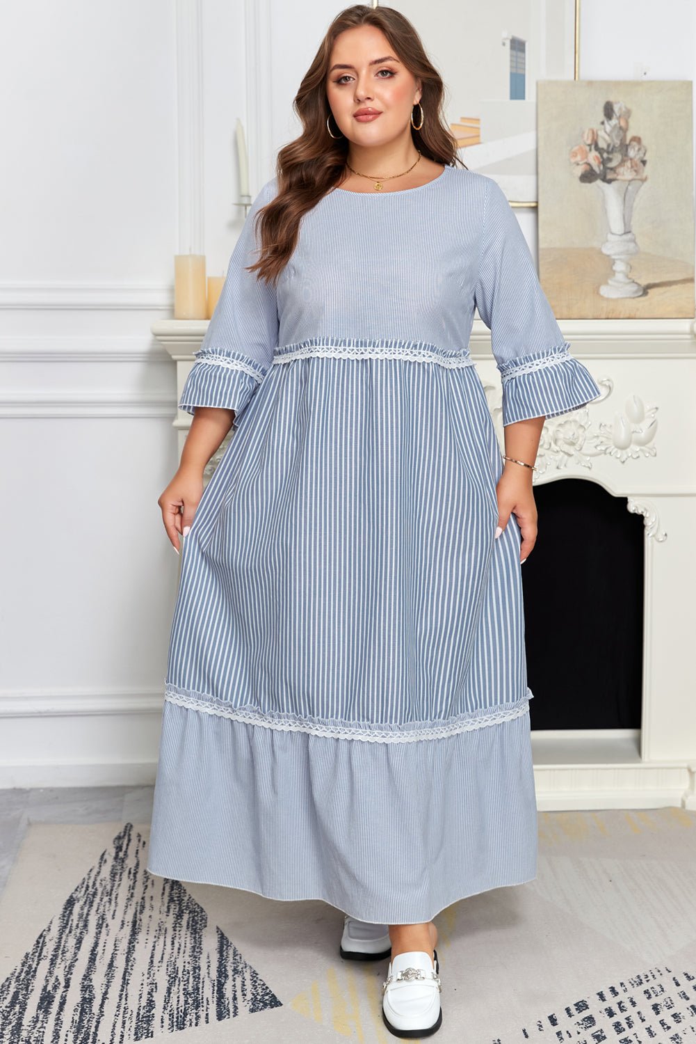 Amy Patchwork Shift Long PLUS Dress - Hello Beautiful BoutiquePlus Size Maxi DressesThreaded Pear