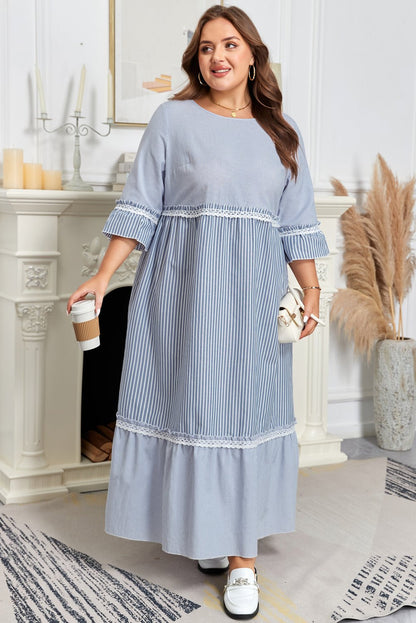 Amy Patchwork Shift Long PLUS Dress - Hello Beautiful BoutiquePlus Size Maxi DressesThreaded Pear