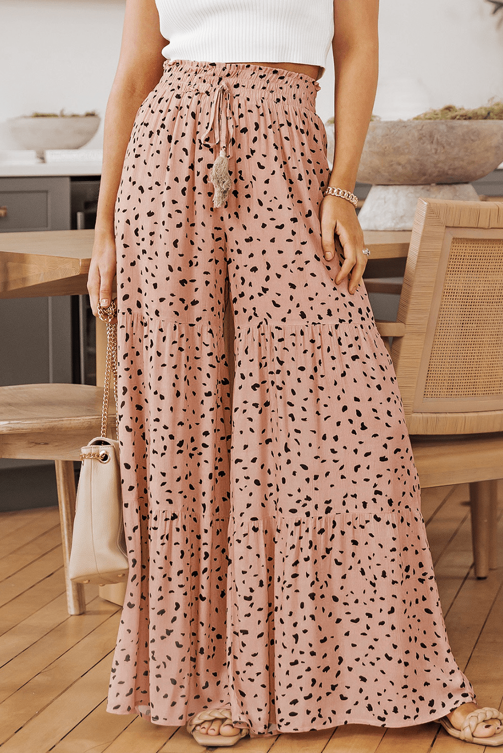 Analia Leg Dalmatian Palazzo Pants - Hello Beautiful BoutiquePants & CulotteThreaded Pear