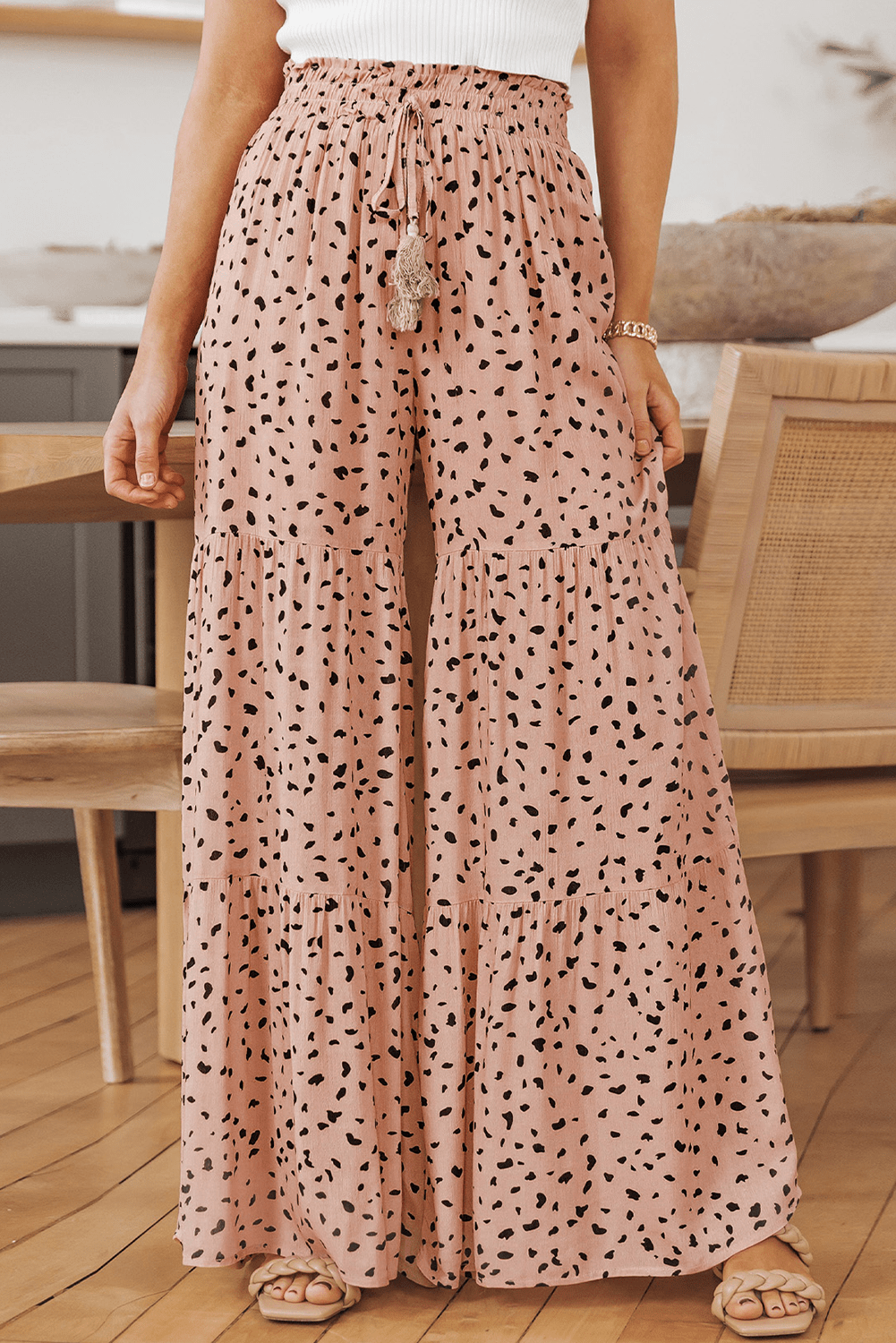 Analia Leg Dalmatian Palazzo Pants - Hello Beautiful BoutiquePants & CulotteThreaded Pear