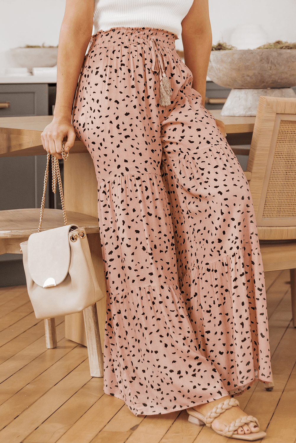 Analia Leg Dalmatian Palazzo Pants - Hello Beautiful BoutiquePants & CulotteThreaded Pear