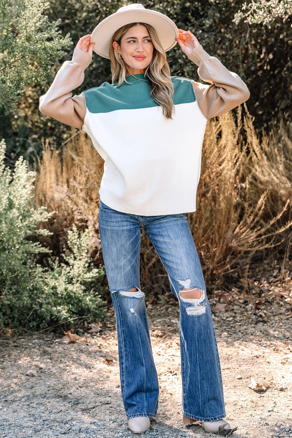 Anava Ribbed Knit Baggy Sweater - Hello Beautiful BoutiqueSweatersThreaded Pear