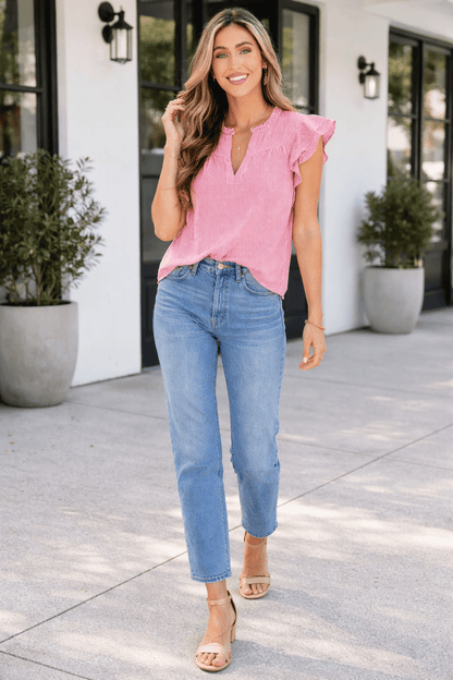 Anaya Ruffled Short Sleeve Blouse - Hello Beautiful BoutiqueBlouses & ShirtsThreaded Pear