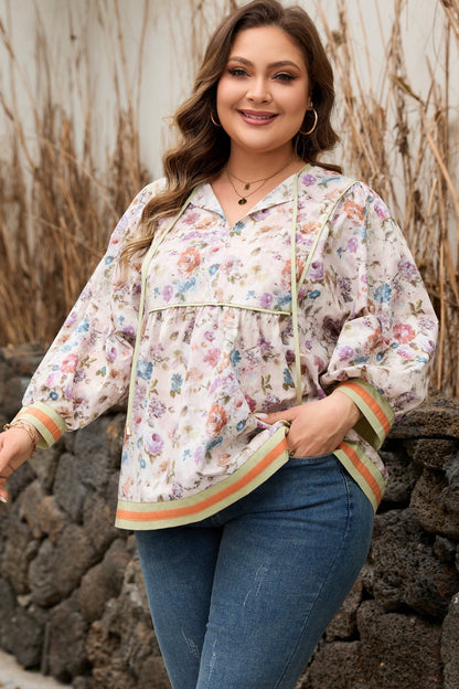 Andi Striped Detail Babydoll PLUS Blouse - Hello Beautiful BoutiquePlus Size Blouses & ShirtsThreaded Pear