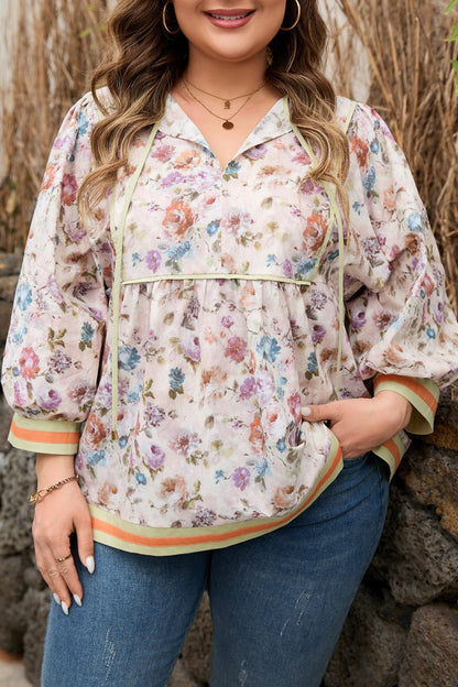 Andi Striped Detail Babydoll PLUS Blouse - Hello Beautiful BoutiquePlus Size Blouses & ShirtsThreaded Pear