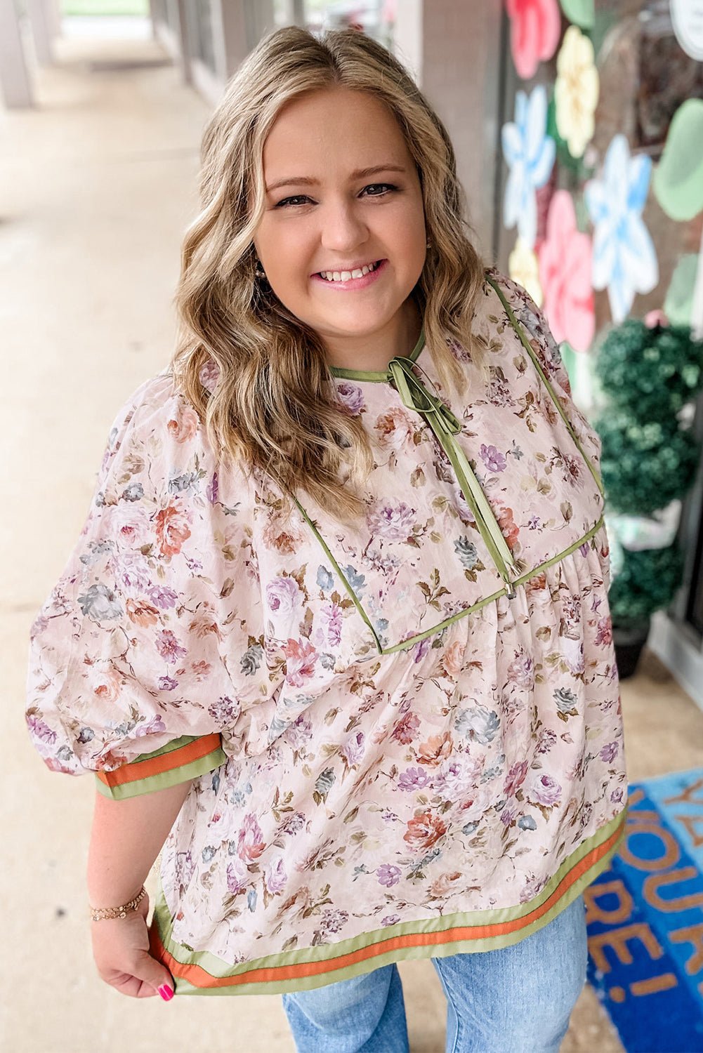 Andi Striped Detail Babydoll PLUS Blouse - Hello Beautiful BoutiquePlus Size Blouses & ShirtsThreaded Pear