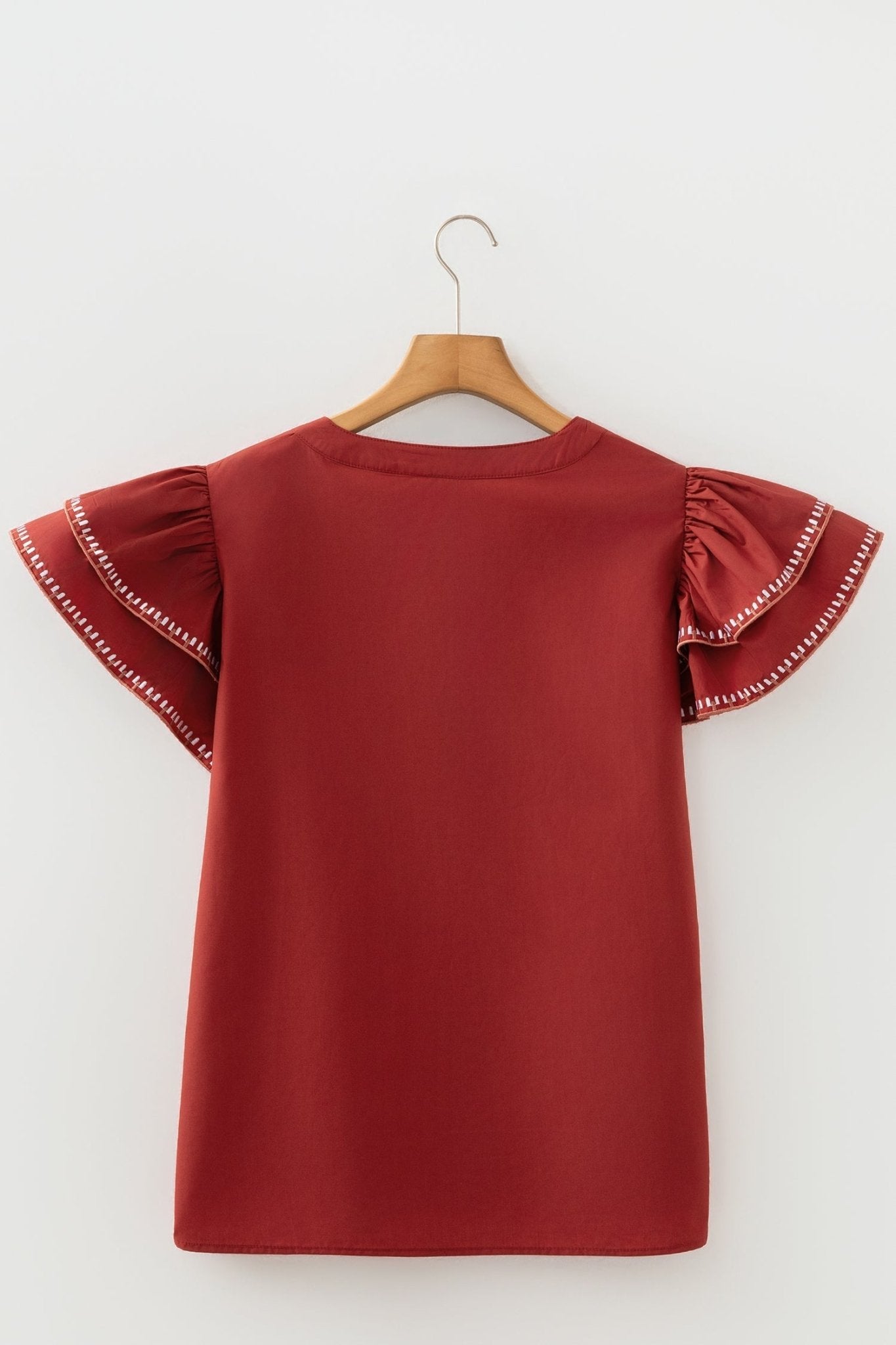 Andie Trim Flutter Sleeve Blouse - Hello Beautiful BoutiqueBlouses & ShirtsThreaded Pear
