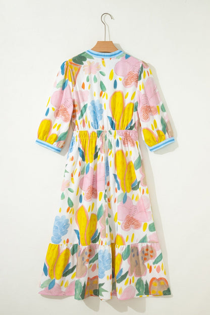 Angel Striped Trim Midi Dress - Hello Beautiful BoutiqueFloral DressesThreaded Pear