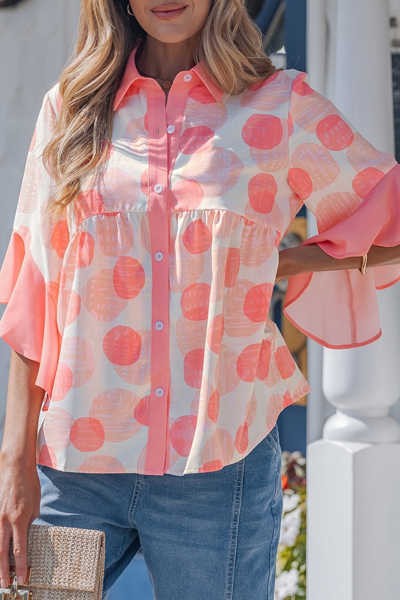 Angelica Short Sleeve Babydoll Shirt - Hello Beautiful BoutiqueBlouses & ShirtsThreaded Pear