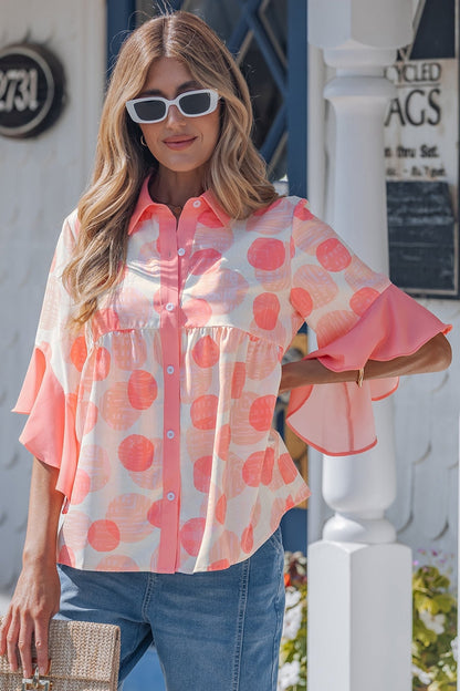 Angelica Short Sleeve Babydoll Shirt - Hello Beautiful BoutiqueBlouses & ShirtsThreaded Pear