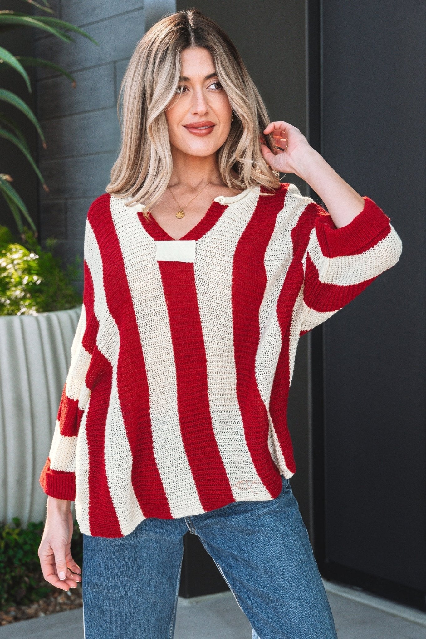 Anika Colorblock Bracelet Sleeve Sweater - Hello Beautiful BoutiqueSweatersThreaded Pear